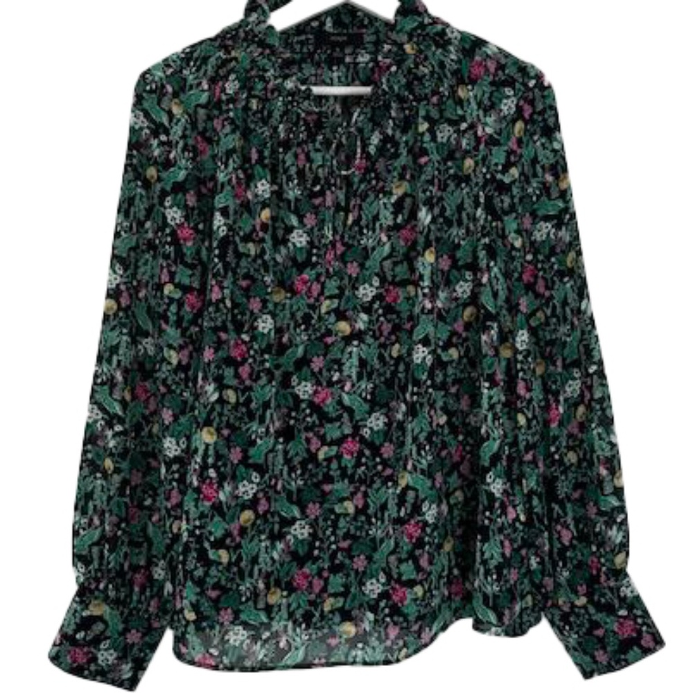 J. Crew Floral Ruffle Chiffon Popover with Camisole